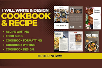 fix, design, format, redesign, edit cookbook and recipe book