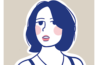 draw minimalist flat line art portrait illustration