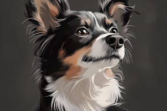 draw your dogs or any pets into cartoon portrait