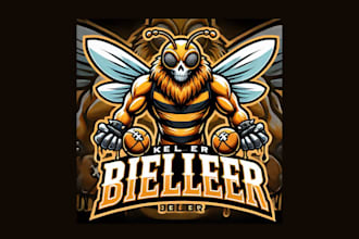 design killer bee cartoon, and character mascot logo with new concepts