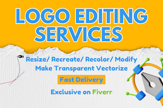 quick fix, edit, update your ai generated logo into a vector, and text change