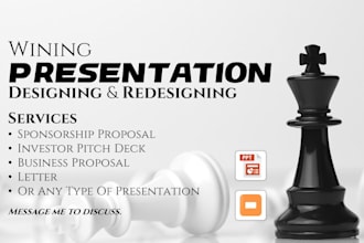 design or redesign powerpoint presentation, pitch deck, business proposal slides