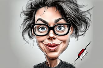 draw halfbody full color caricature in 24 hours