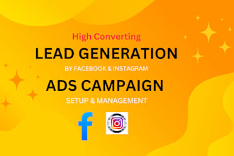 run facebook ads, campaign,instagram ads, lead generation