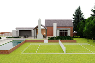 3d architectural landscape design, game ready house model, 3d environment scene