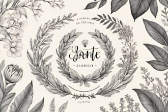 create beautiful hand drawn botanical boho logo