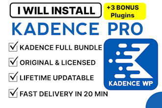 install kadence pro theme, kadence blocks pro, and the complete kadence bundle