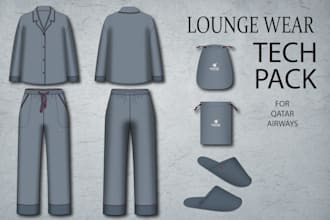 create flat sketches and professional tech pack