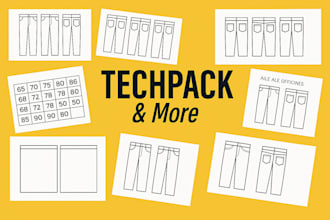 create flat sketches and create a professional techpack
