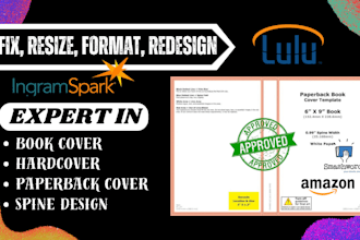 fix book cover, paperback, hardcover, redesign and resize book cover