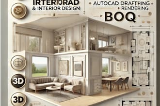 do interior design, floor plans, autocad electrical layouts, rendering and boq