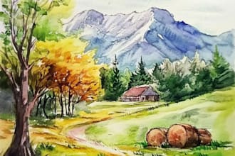 paint original watercolor landscape painting