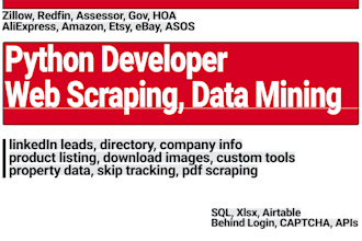 be web scraping data scraping web scraper python developer