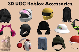 design 3d roblox ugc, hair, roblox accessories, 3d model, hat, helmet, ugc items