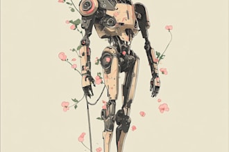 custom futuristic mecha robot character illustration art