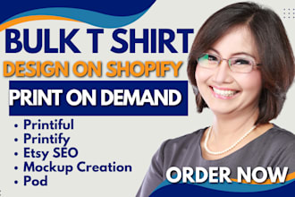 create bulk trending t shirt design for printiful or printify etsy shopify pod