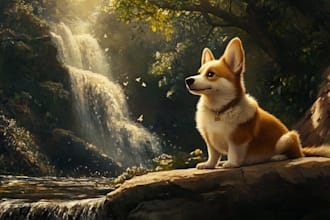 create a unique artwork of a disney pet portrait