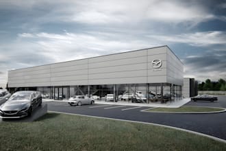 design modern 3d car dealership showroom design with good 3d visualizations