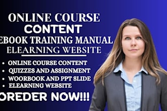 create online course content, lesson plan, ebook writing thinkific website ppt
