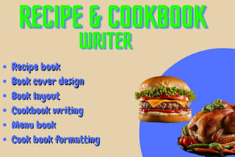meal plan cookbook writer recipe book formatting, food recipes cover design lulu