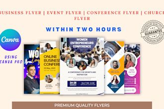 design business, event, conference flyer using canva pro