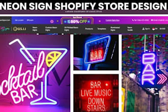 design neon website neon shopify store neon store neon sign store