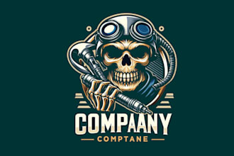 do create detailed skull mascot logo design with unlimited review