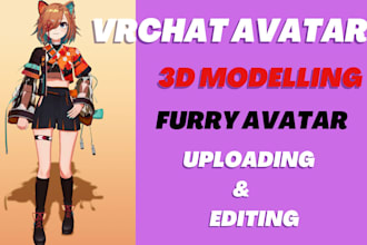 create custom 3d avatars for vrchat including VR characters furry avatars