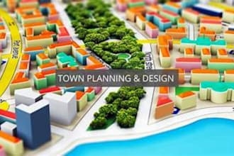create render architecture site plan master plan and town plan with 3d gym house