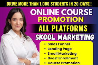 do online course promotion, udemy course marketing thinkific kajabi sales funnel