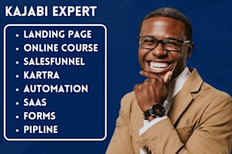 design kajabi wesbite, landing pages in kartra, sales funnels, online course