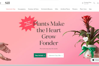 design plant store and nursery, planter, houseplant, tree seeds, flower website