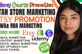 advertise udemy course promote online course stan store marketing etsy promotion