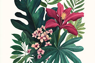 make a botanical illustration art for you