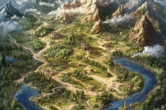 create custom fantasy map illustration