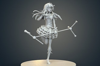 lowpoly anime girl,nsfw toy design,sfw avatar 3d modelling,figures stl 3d print