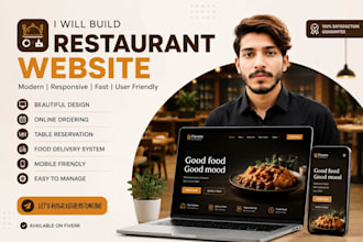 create a restaurant website in design with food ordering