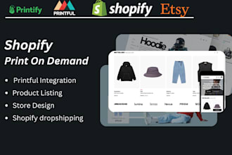 setup etsy shopify print on demand store with printify or printful integration