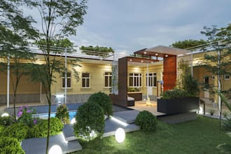render interior building,outdoor garden design,3d landscape,backyard,pool,lkd