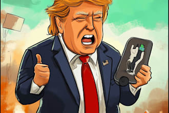 draw digital political editorial cartoon for social media