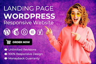do a custom responsive wordpress landing page design using elementor or divi