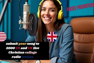 submit your song to 5000 US and UK live christian college radio station