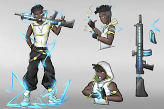 create full realistic 3d character modeling texturing rigging 3d game character