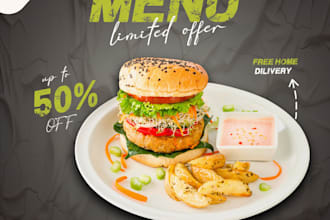 design burger poster, pizza poster, food menu, restaurant menu