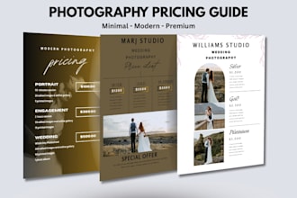 design photography pricing guide, fashion log book, catalog, sell sheet in canva