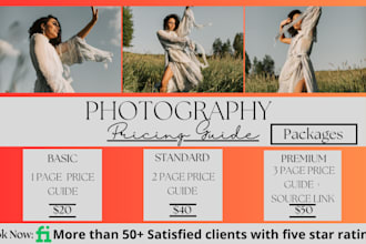 design photography pricing guide, fashion log book, catalog, sell sheet in canva