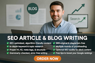 do SEO article writing, high quality blog posts as your content writer
