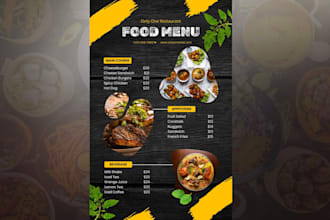 do professional and unique menu card design for your restaurant cafe or event