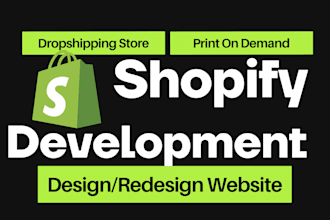 build shopify ecommerce website, design shopify website, print on demand store