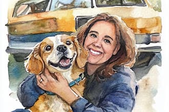 create a custom watercolor pet portrait or pet painting